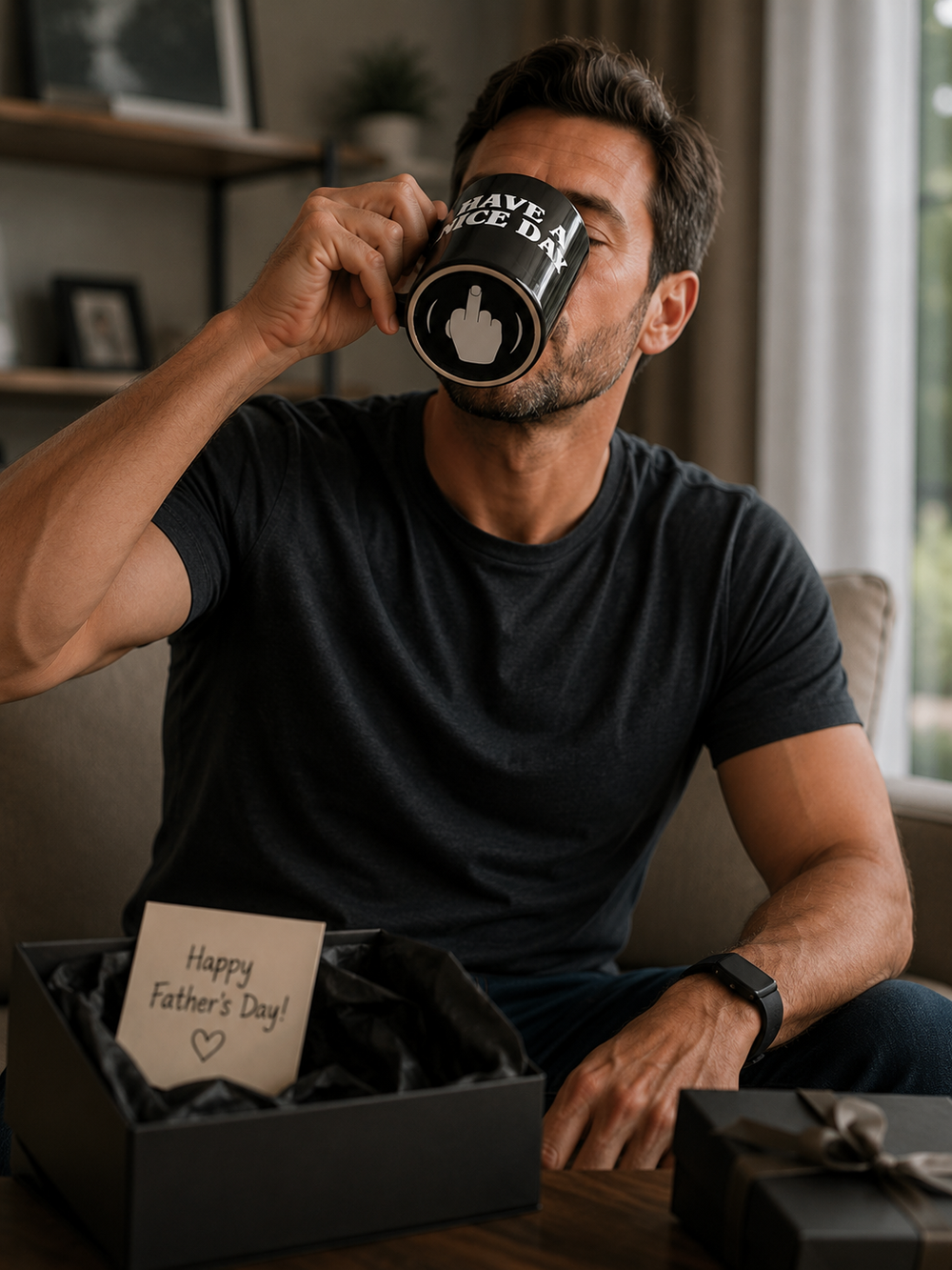The Bottoms Up mug presented as a Father's Day gift